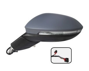 VW Golf MK8 [2021 on] Complete Power Folding Door Mirror Unit + BSM + Puddle Lamp + Primed Cap